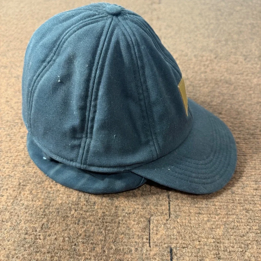 C+ Carhartt Mens Navy Blue Cotton Duck Ear Flap Winter‎ Work Hat Cap RN14806